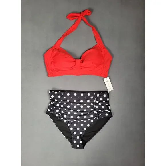 Holipick Womens High Waist Bikini Set Two Piece Swimsuit Tummy Control Medium - Picture 2 of 7